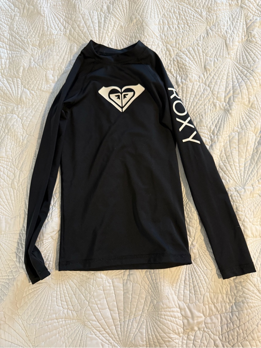 Roxy Black Long-Sleeve Logo Rash Guard Top
